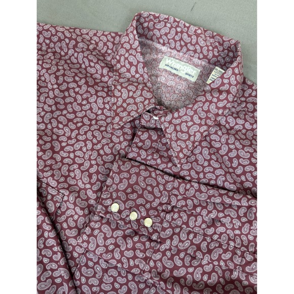 Wrangler Other - Wrangler Wrancher Mens XXL Burgundy Paisley Western Snap Long Sleeve Shirt